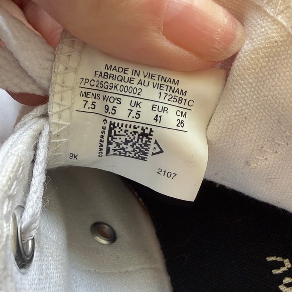 White CONVERSE All Star Platform Low Top Sneakers Size 7.5 (Women’s 9.5) - Picture 11 of 11